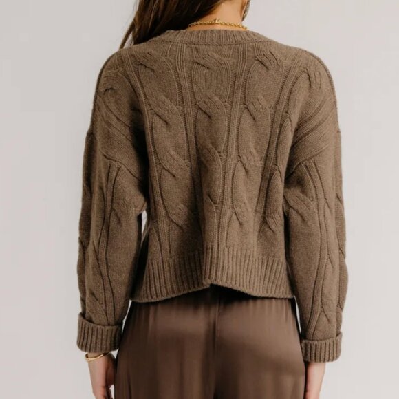 Sablyn Tristan Crewneck Cable Cashmere Pullover - Foggy - Picture 3 of 8